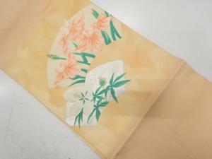 地紙に菖蒲模様織り出し　名古屋帯